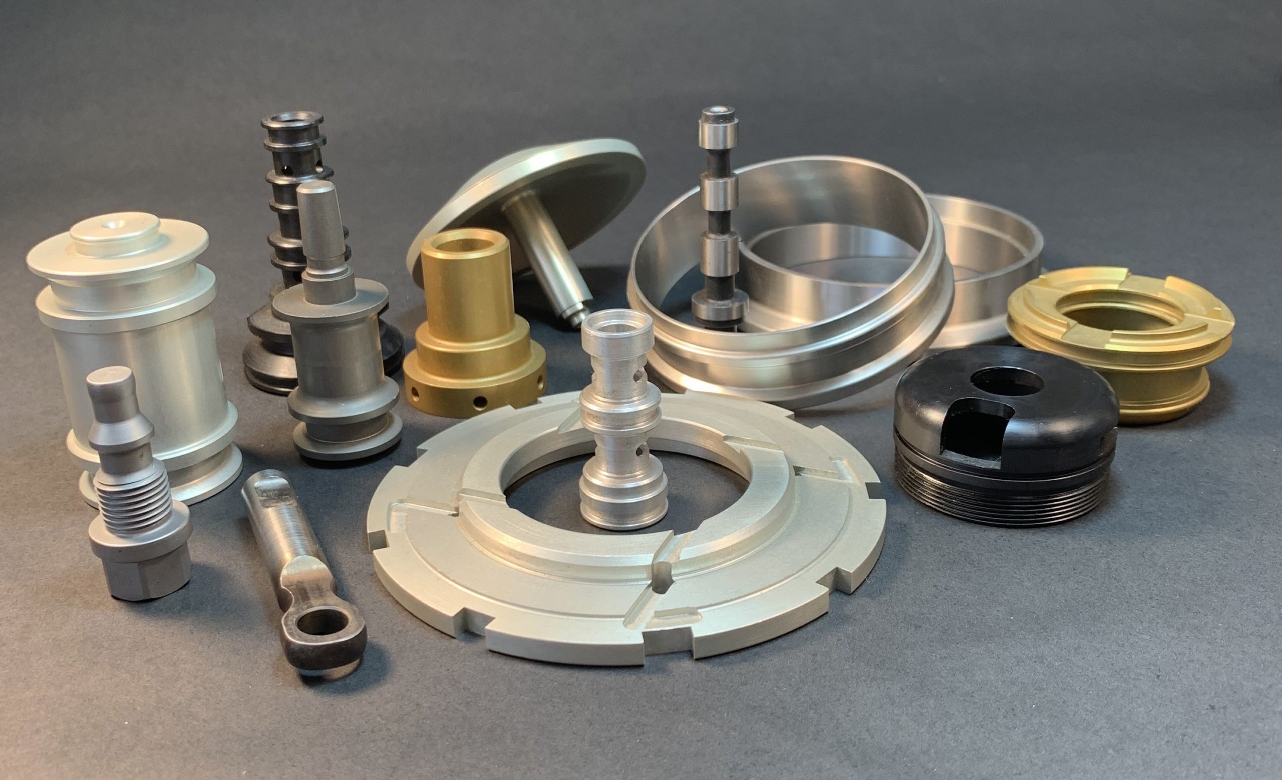 Automotive Parts. Steel (4140, 8620, 521000), aluminum (6061, 7075) and stainless steel 304.